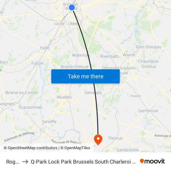 Rogier to Q-Park Lock Park Brussels South Charleroi Airport map