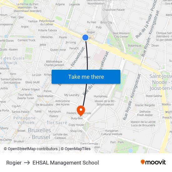 Rogier to EHSAL Management School map
