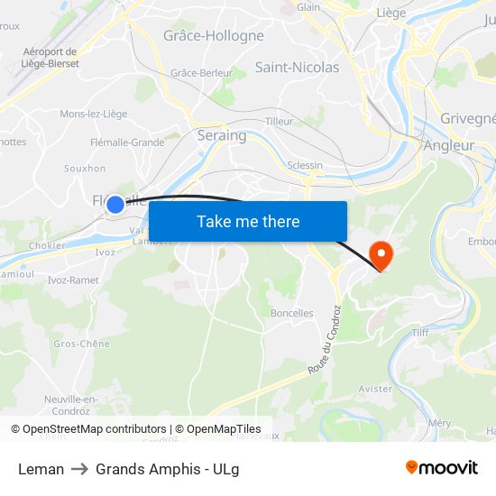 Leman to Grands Amphis - ULg map