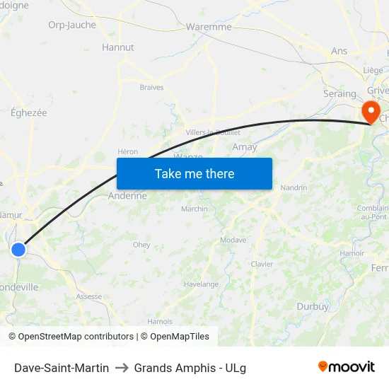 Dave-Saint-Martin to Grands Amphis - ULg map