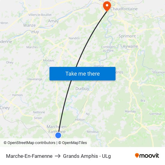 Marche-En-Famenne to Grands Amphis - ULg map