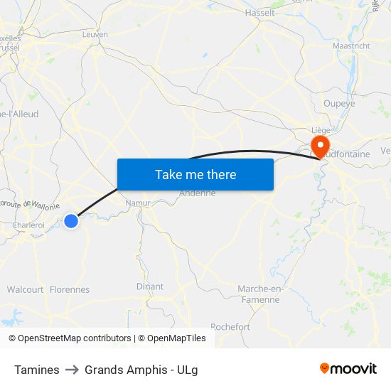 Tamines to Grands Amphis - ULg map