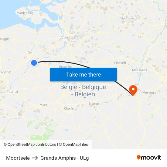 Moortsele to Grands Amphis - ULg map