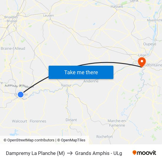 Dampremy La Planche (M) to Grands Amphis - ULg map