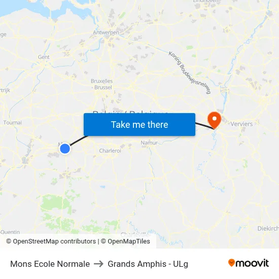 Mons Ecole Normale to Grands Amphis - ULg map