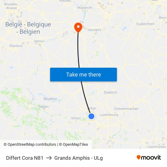 Differt Cora N81 to Grands Amphis - ULg map