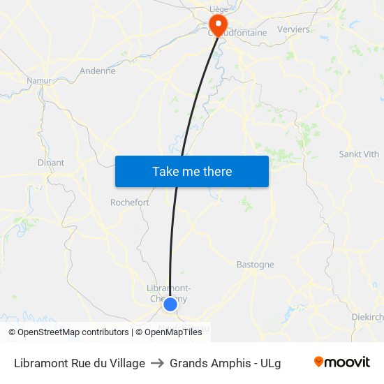 Libramont Rue du Village to Grands Amphis - ULg map