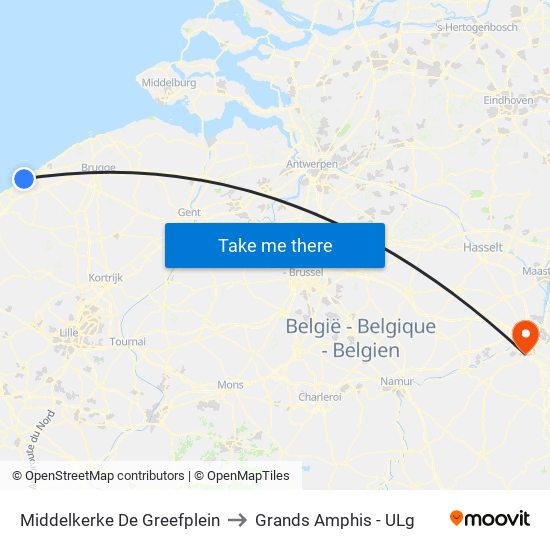 Middelkerke De Greefplein to Grands Amphis - ULg map