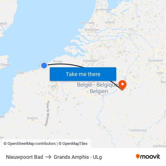 Nieuwpoort Bad to Grands Amphis - ULg map