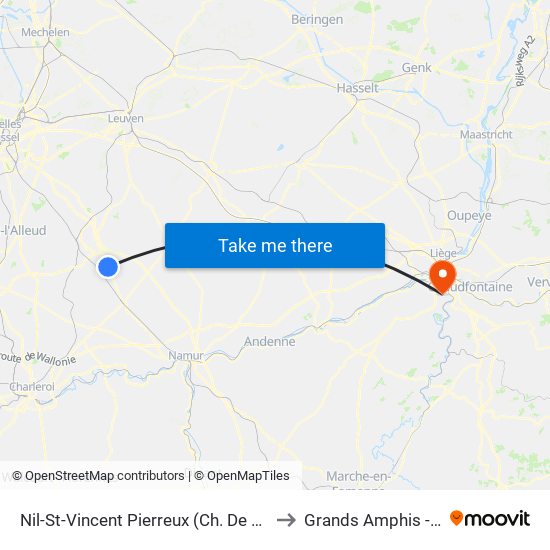 Nil-St-Vincent Pierreux (Ch. De Namur) to Grands Amphis - ULg map