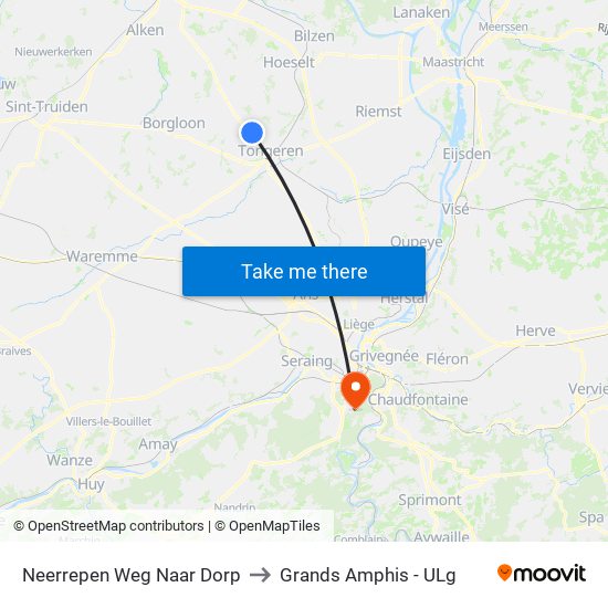 Neerrepen Weg Naar Dorp to Grands Amphis - ULg map