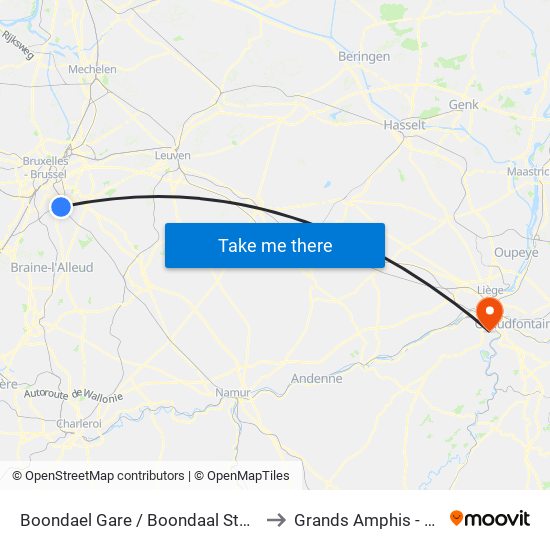 Boondael Gare / Boondaal Station to Grands Amphis - ULg map