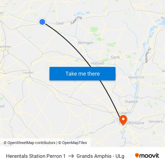 Herentals Station Perron 1 to Grands Amphis - ULg map