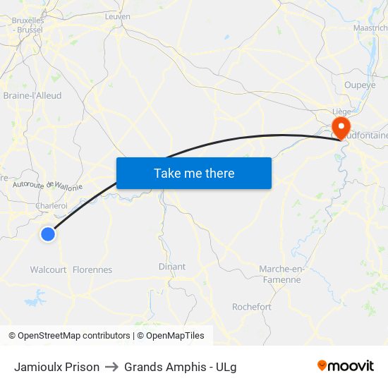 Jamioulx Prison to Grands Amphis - ULg map