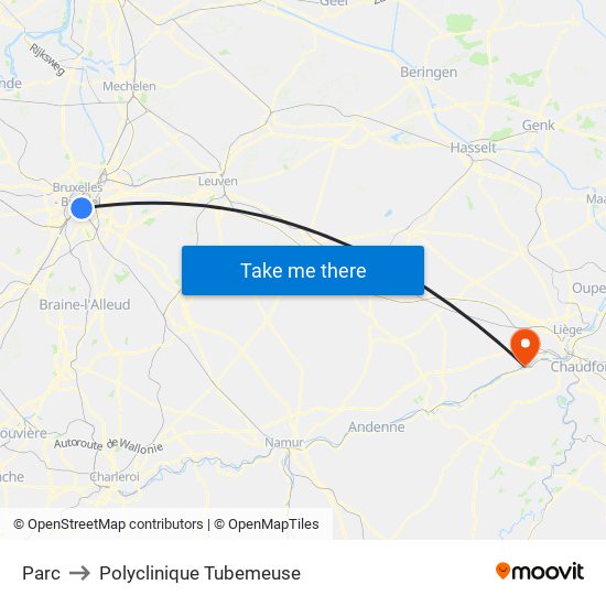 Parc to Polyclinique Tubemeuse map