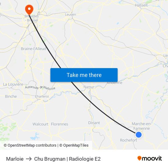 Marloie to Chu Brugman | Radiologie E2 map