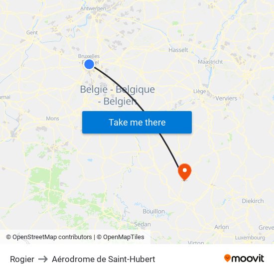 Rogier to Aérodrome de Saint-Hubert map
