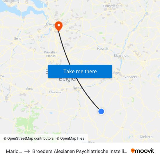 Marloie to Broeders Alexianen Psychiatrische Instelling map