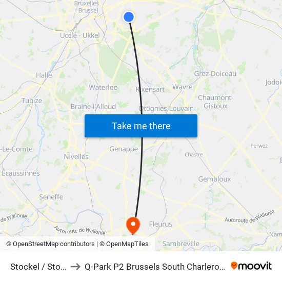 Stockel / Stokkel to Q-Park P2 Brussels South Charleroi Airport map