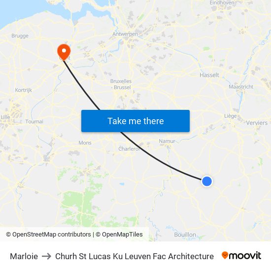 Marloie to Churh St Lucas Ku Leuven Fac Architecture map