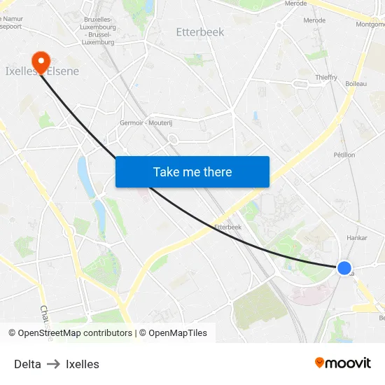 Delta to Ixelles map