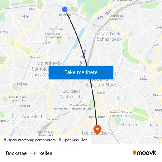 Bockstael to Ixelles map