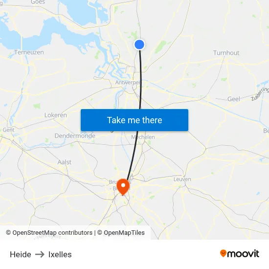 Heide to Ixelles map