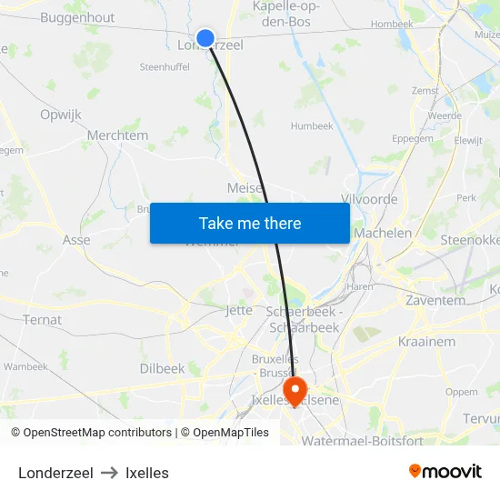 Londerzeel to Ixelles map