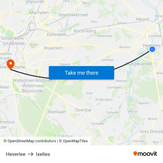 Heverlee to Ixelles map