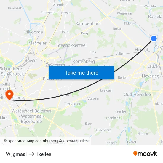 Wijgmaal to Ixelles map