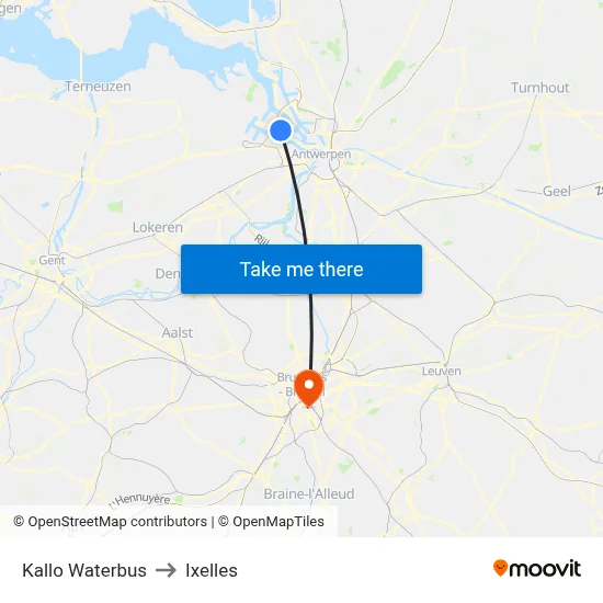 Kallo Waterbus to Ixelles map