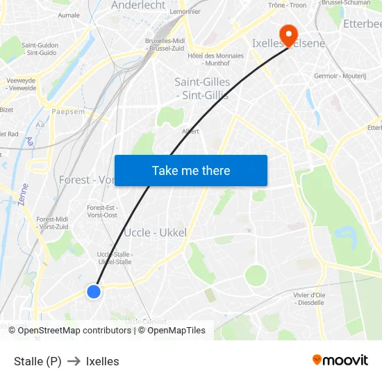 Stalle (P) to Ixelles map