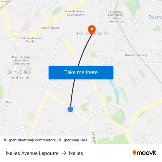 Ixelles Avenue Lepoutre to Ixelles map