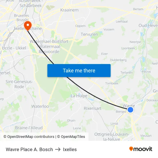 Wavre Place A. Bosch to Ixelles map