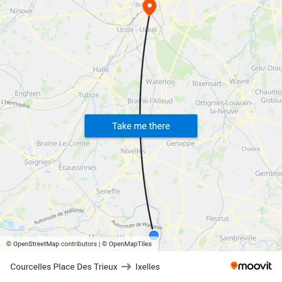 Courcelles Place Des Trieux to Ixelles map
