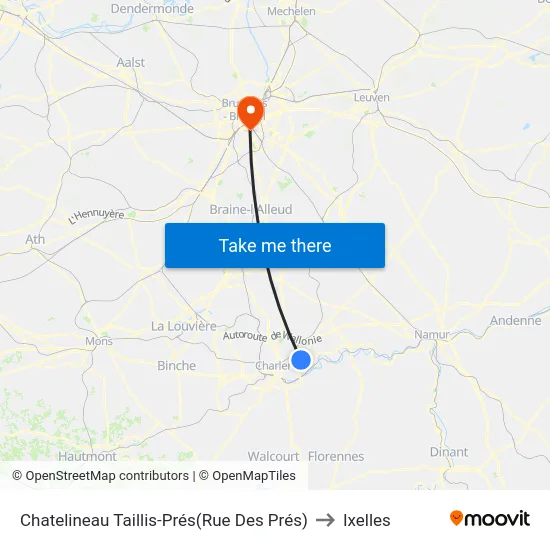 Chatelineau Taillis-Prés(Rue Des Prés) to Ixelles map