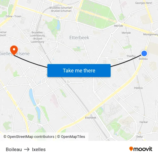 Diamant to Ixelles map