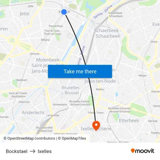 Bockstael to Ixelles map