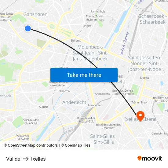 Valida to Ixelles map