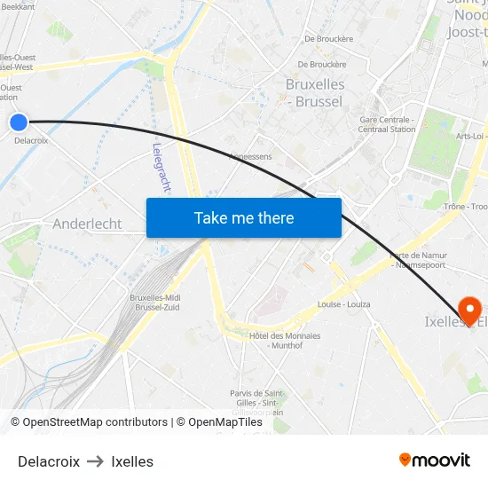 Delacroix to Ixelles map