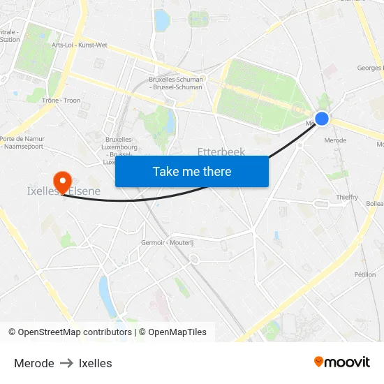 Merode to Ixelles map