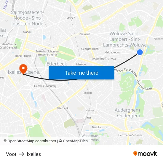 Voot to Ixelles map