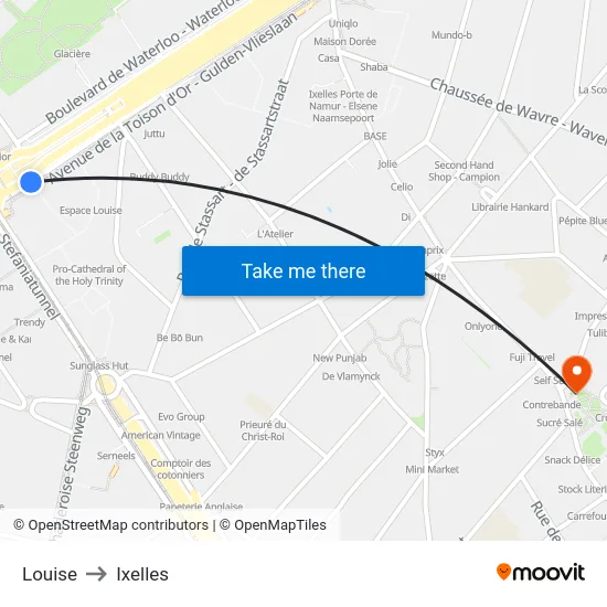Louise to Ixelles map