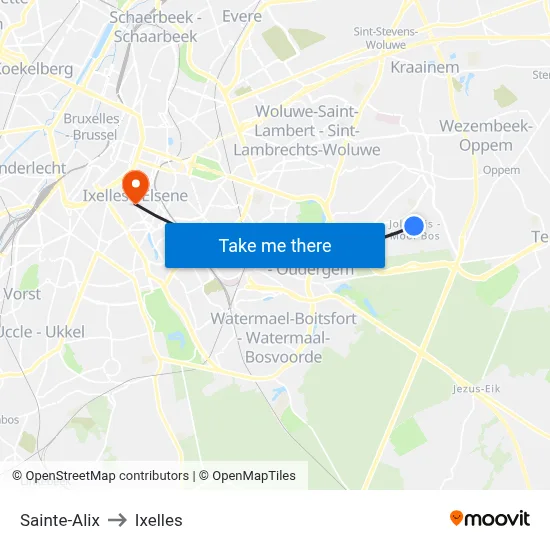 Sainte-Alix to Ixelles map