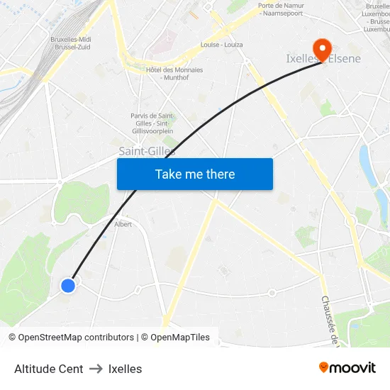 Altitude Cent to Ixelles map