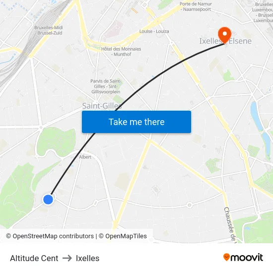 Altitude Cent to Ixelles map