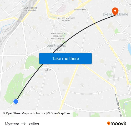 Mystere to Ixelles map