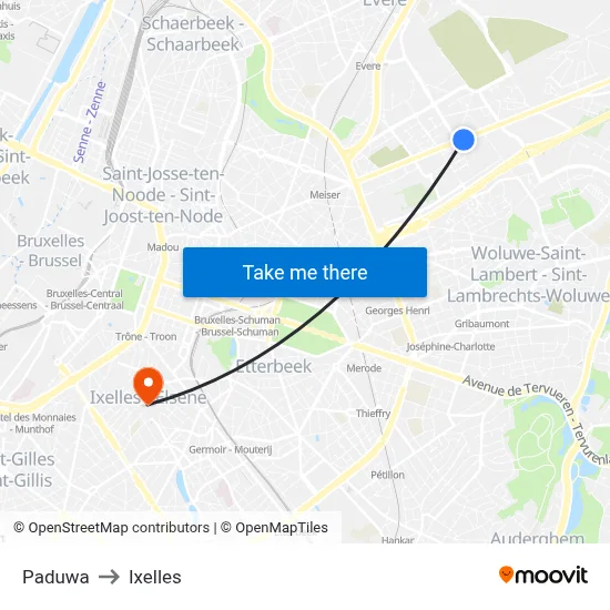 Paduwa to Ixelles map