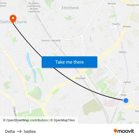 Delta to Ixelles map