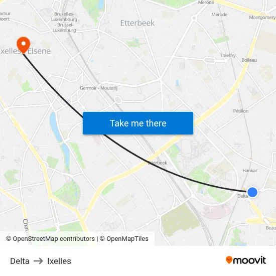 Delta to Ixelles map